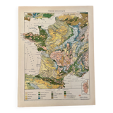 Old geological map of France - 1900
