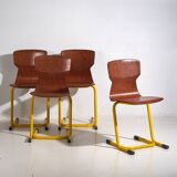 Yellow Retro Dining Chairs (Circa 1950). Set of 4