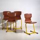 Retro yellow dining chairs (circa 1950). Set of 4 pieces.