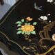 Bureau d'écriture vintage peint polychrome laqué noir avec oiseaux et fleurs