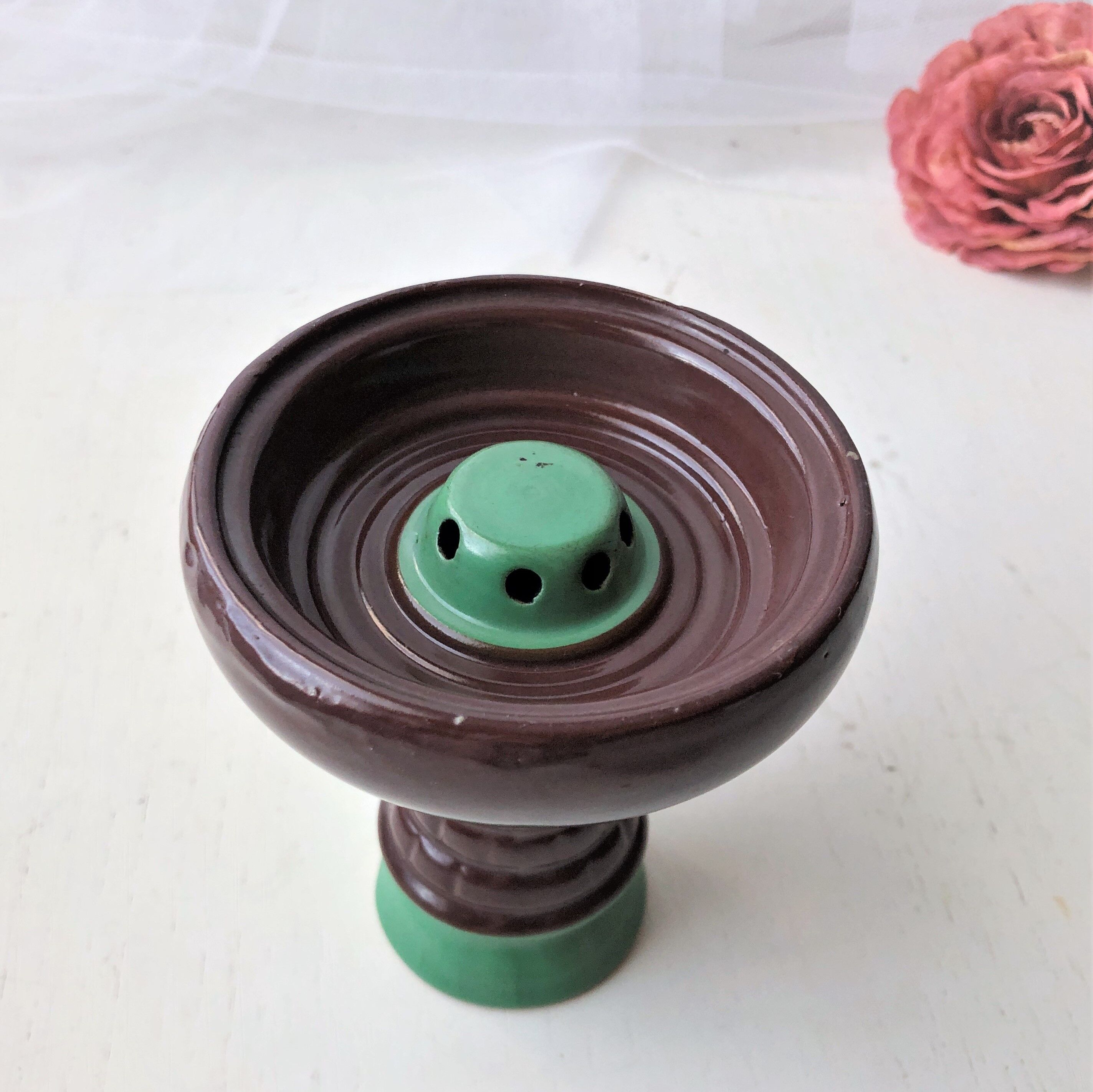 Handmade glazed ceramic candle holder
