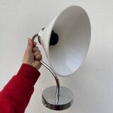 Wall lamp in silver metal and white glass