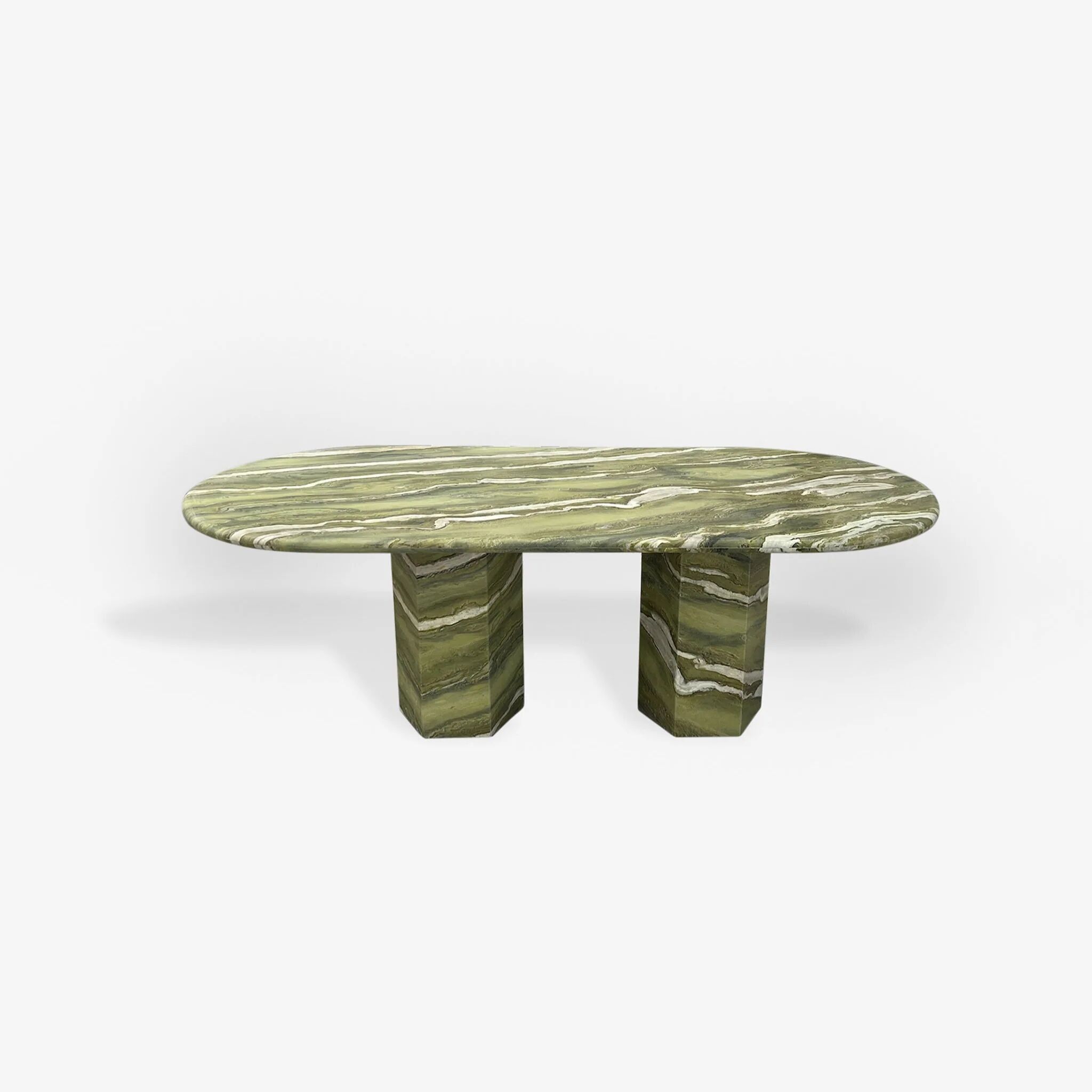 Green marble Oval Dining table