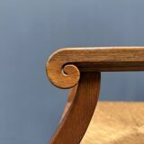 Set of two Dutch oak armchairs with rush seats