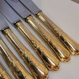 12 Table Knives in Gold Metal
