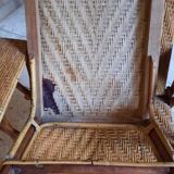 Chaise longue osier et bois