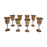 Set of eight vintage solid brass walking glasses
