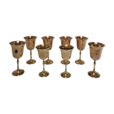 Set of eight vintage solid brass walking glasses