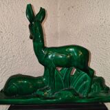 Family of antelopes Faience de Saint Clement by Charles Lemanceau