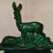 Family of antelopes Faience de Saint Clement by Charles Lemanceau