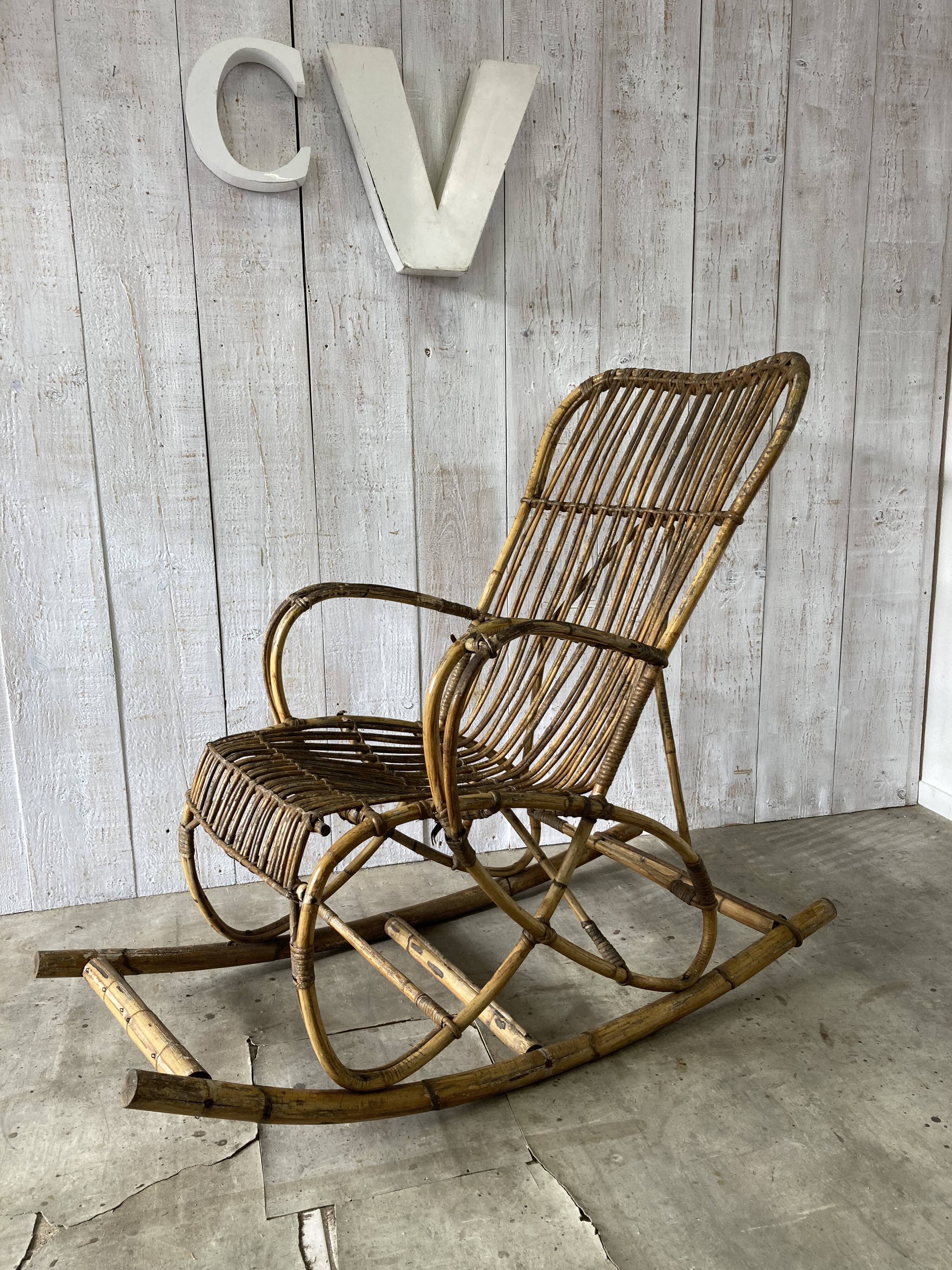 Vintage rattan rocking chair