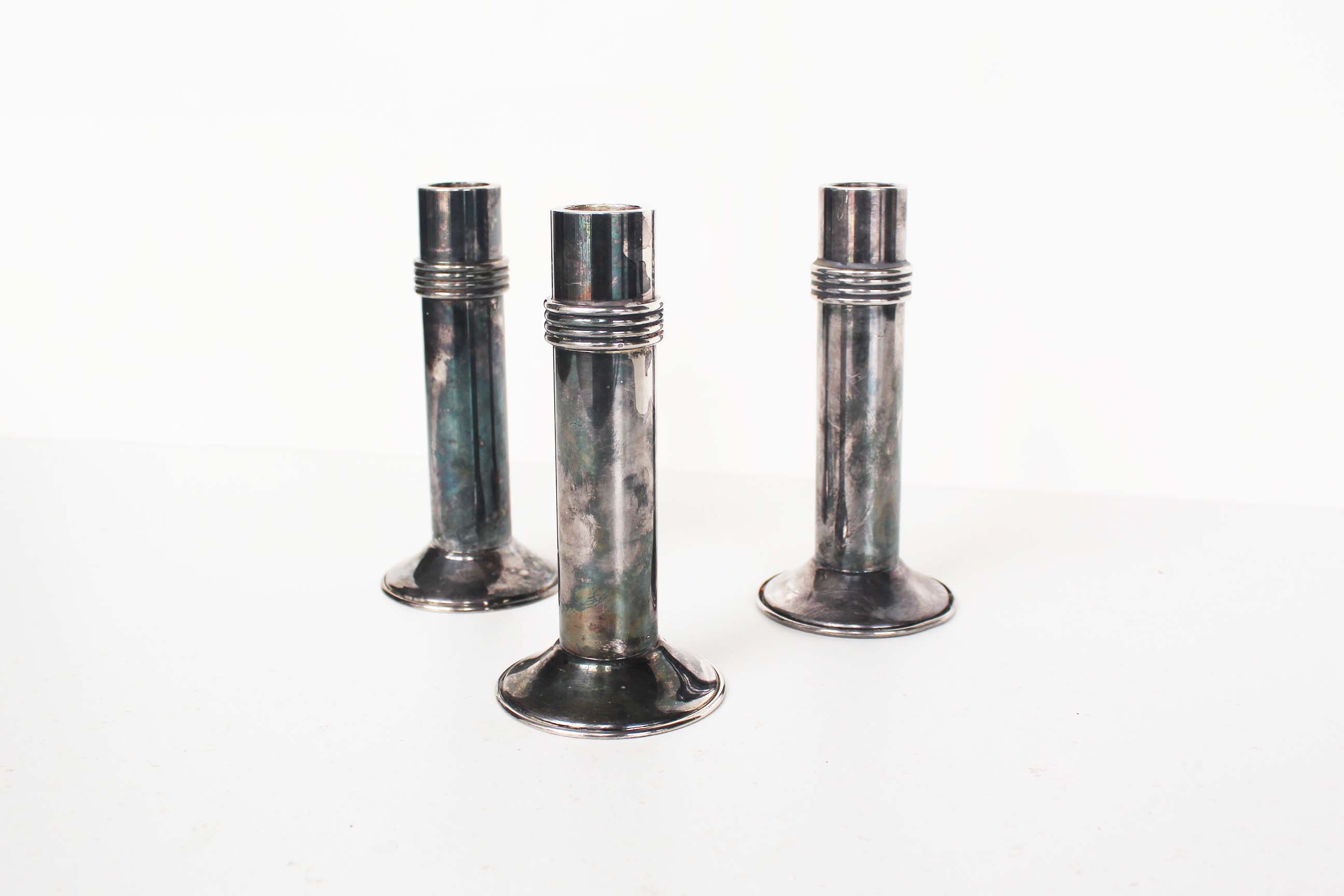Rare set of silver plated Art deco candle holders by Christian Dior, France 1950's
