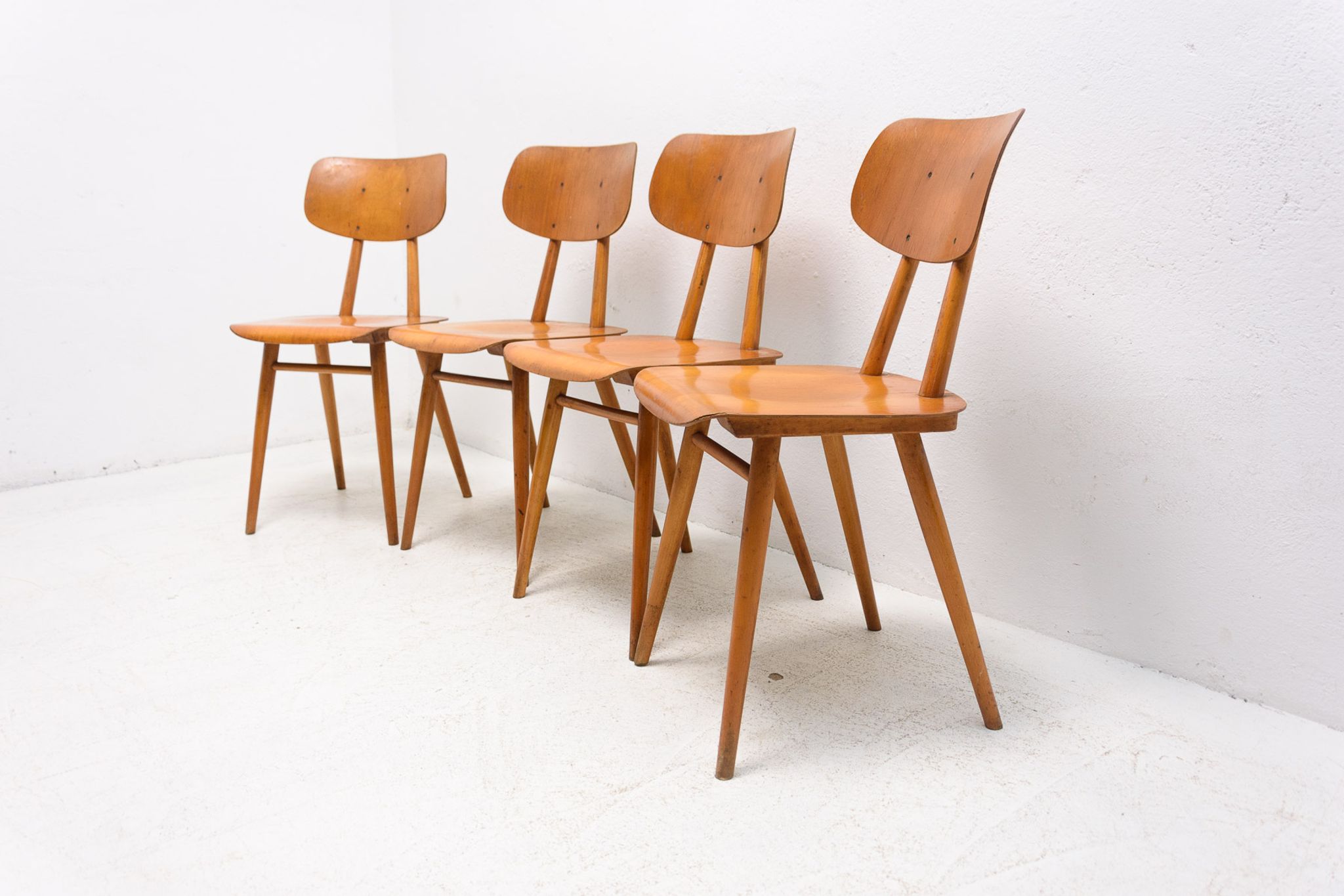 Mid century dining chairs Ton, set of four, 1960