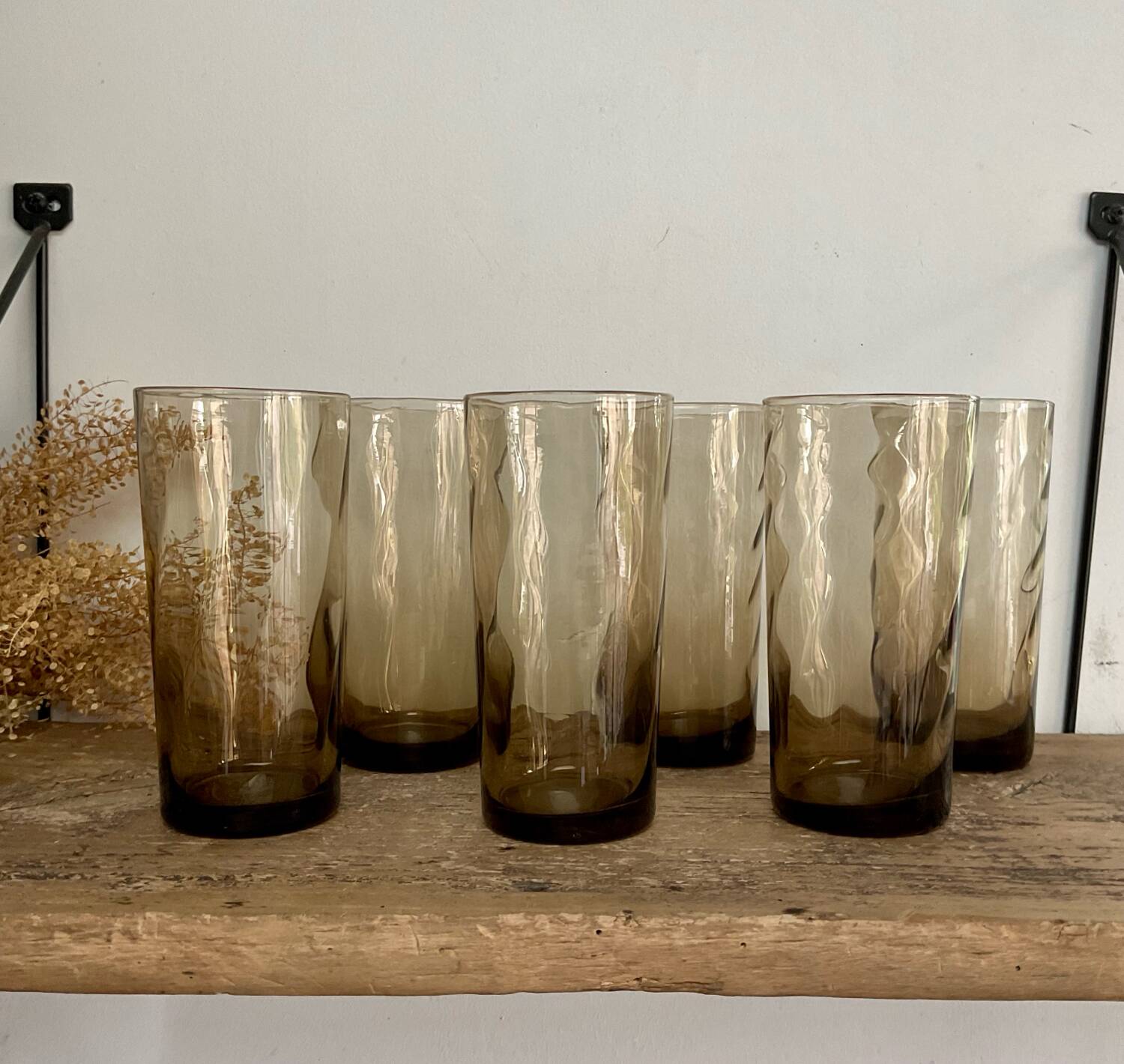6 LUMINARC France smoked glasses