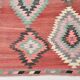 Tapis Kilim géométrique rouge et rose fait main 5x8, 160x238 cm