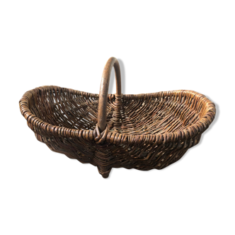Ancien panier en osier et châtaignier