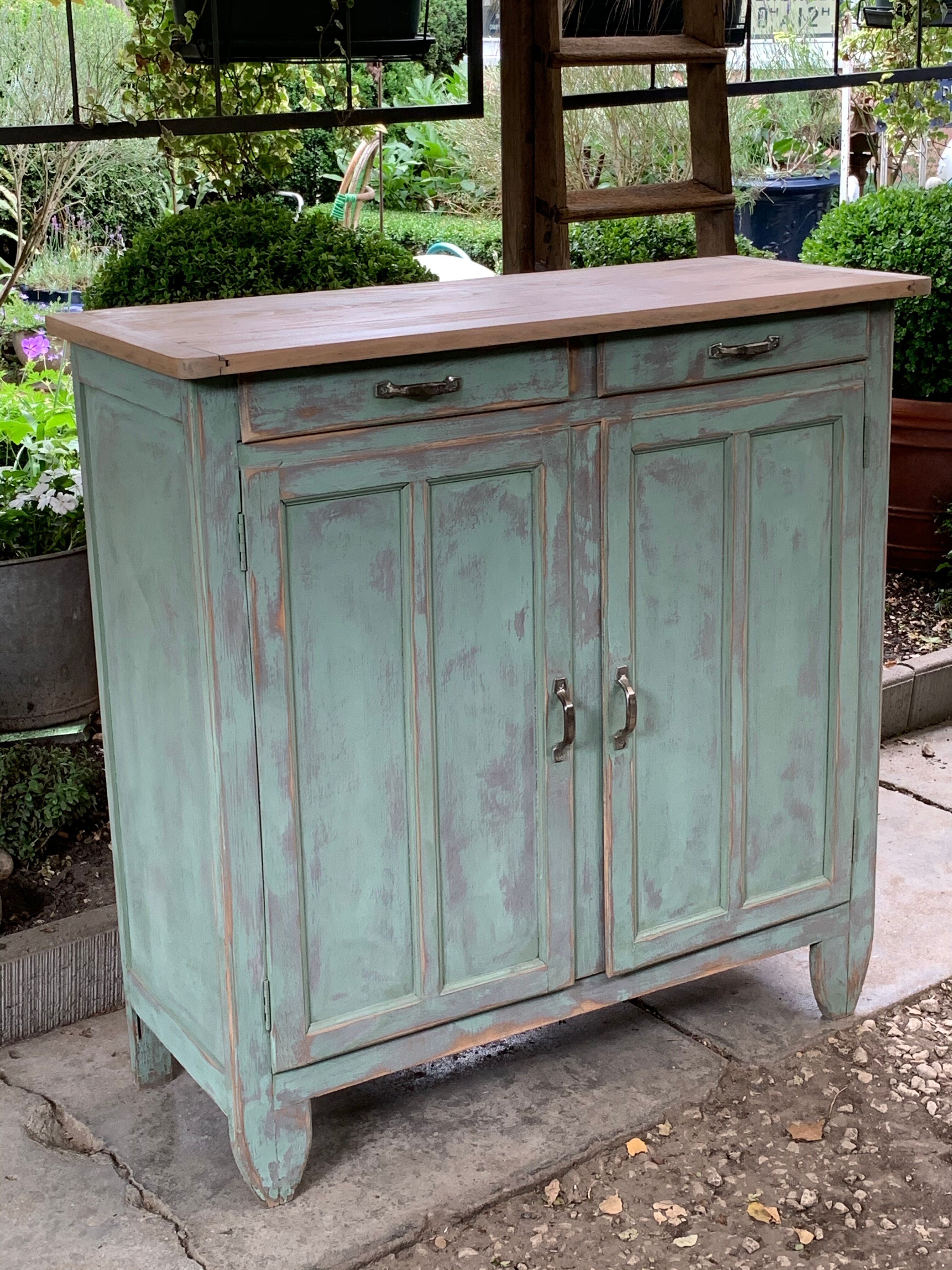 Parisian buffet patine celadon green and bluish grey