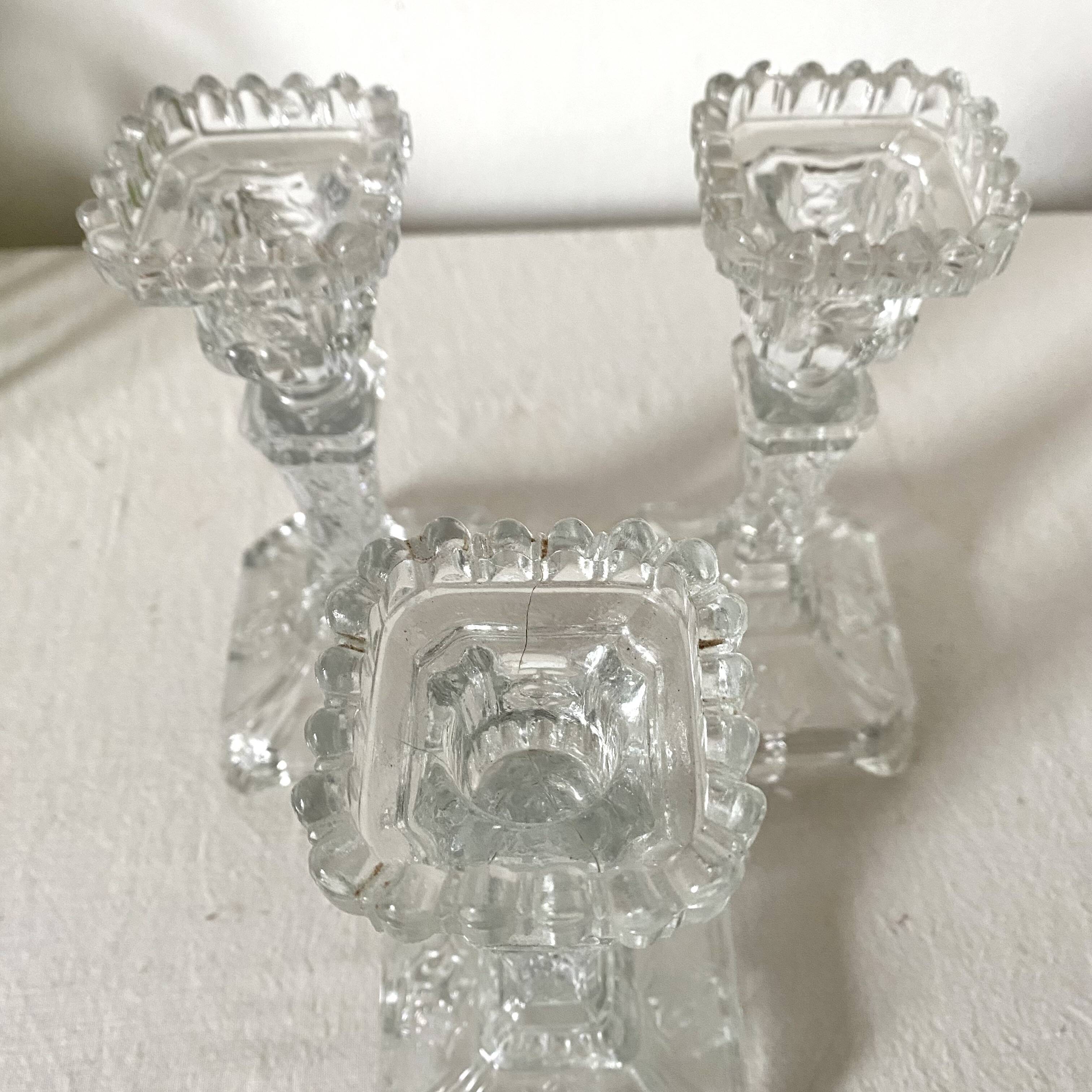 Molded glass candle holders X3