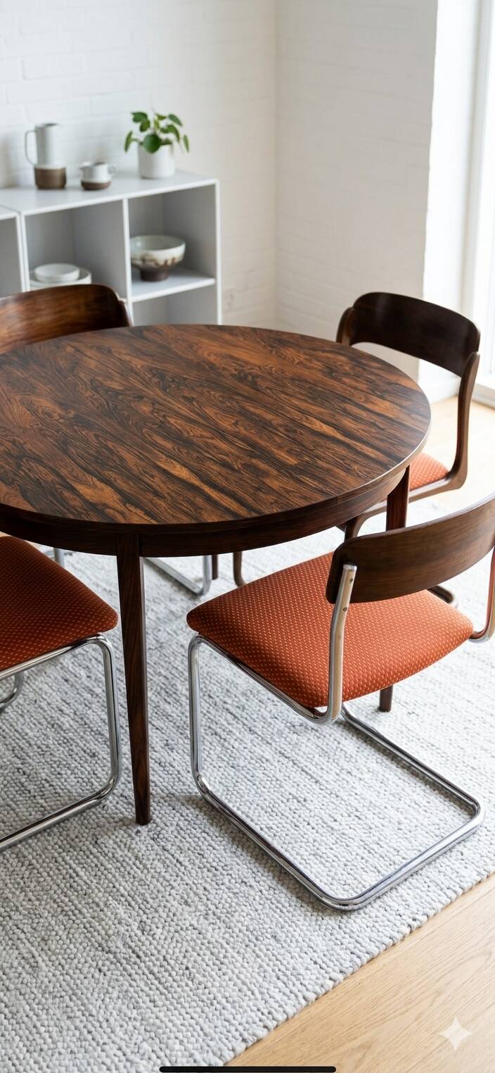 Scandinavian extendable table in rosewood from the 1960s, butterfly extension.