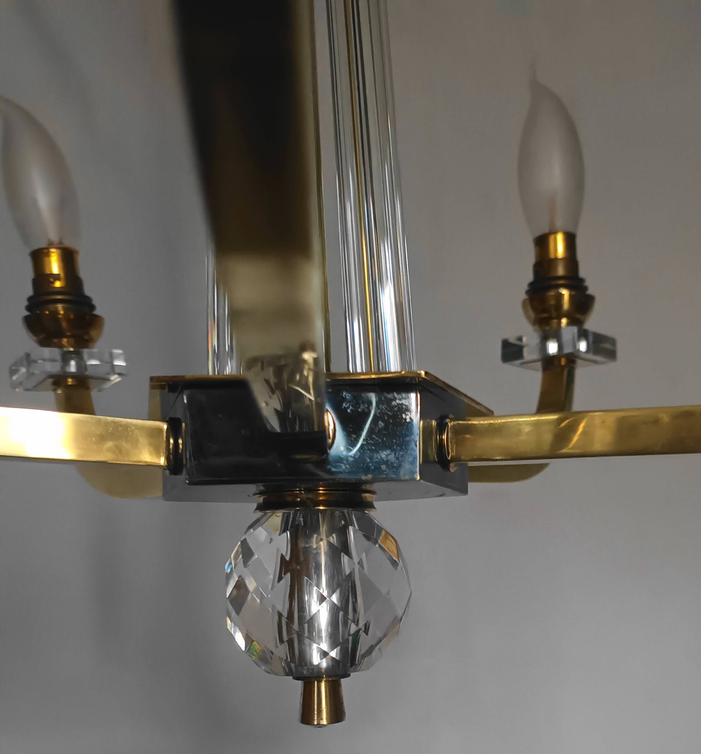 Art Deco chandelier attributed to Jacques Adnet, 1950s/60s.