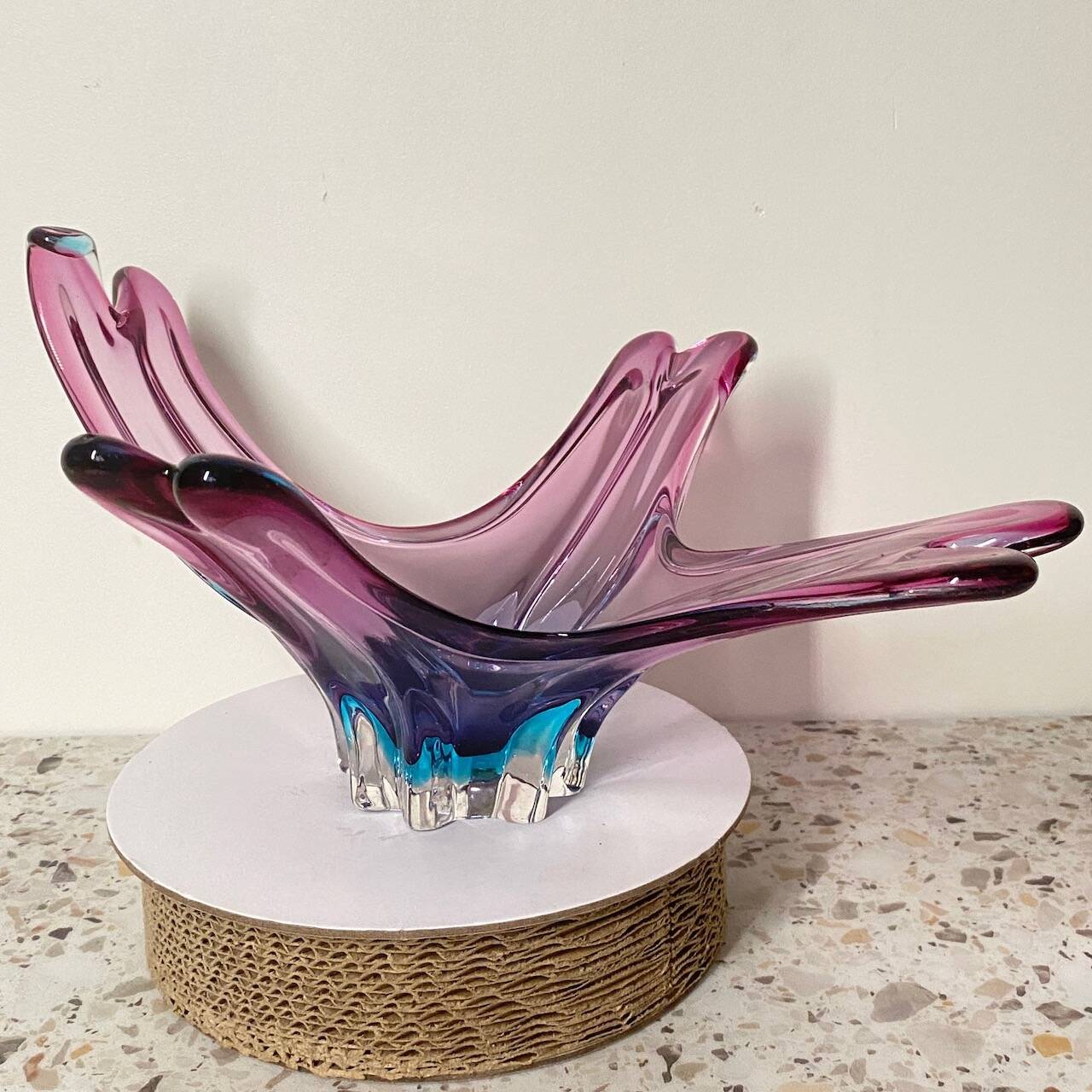 Bol Sculptural Vintage Murano – Verre Vert – Art De La Table Post-moderne