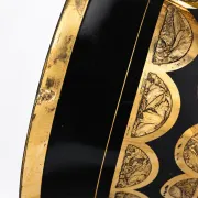 Superb Large Art Deco Ruppel Boom Vase – Black Glass with Fine Gold Gilding