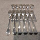12 silver-plated table forks by Christofle America