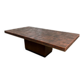 Brutalist coffee table, hammered copper 70 – in the style of H. Lilienthal.