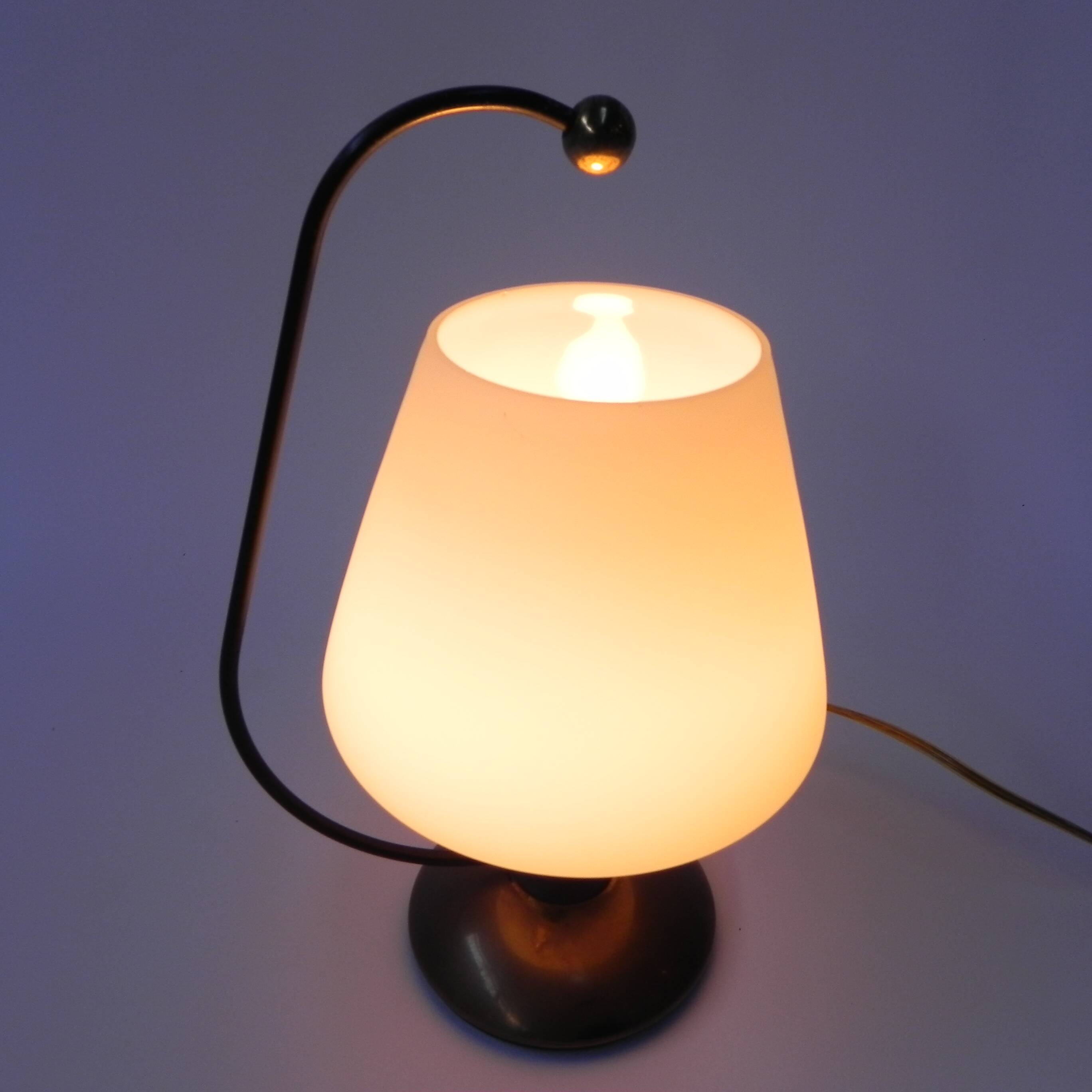 Vintage desk lamp with white glass shade