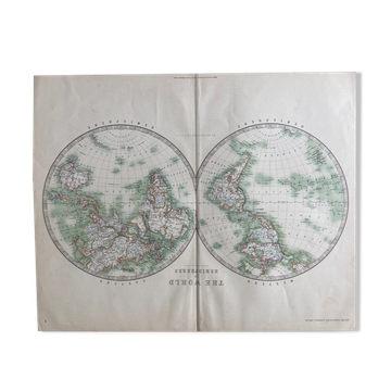 Ancient Planisphere - The World Hemispheres - Keith Johnston XIX
