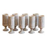 Roger Capron.  Série de 8 verres en céramique signés et datés 1976