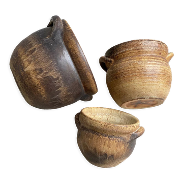 Ensemble de 3 jardinières en céramique marron