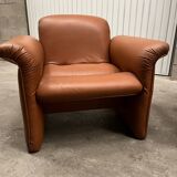 Pair of Italian designer leather armchairs