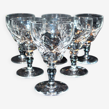 Set of 6 vintage cut crystal water glasses Saint-Louis or Lemberg? 13cm