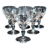 Set of 6 vintage cut crystal water glasses Saint-Louis or Lemberg? 13cm