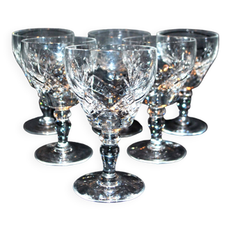Set of 6 vintage cut crystal water glasses Saint-Louis or Lemberg? 13cm
