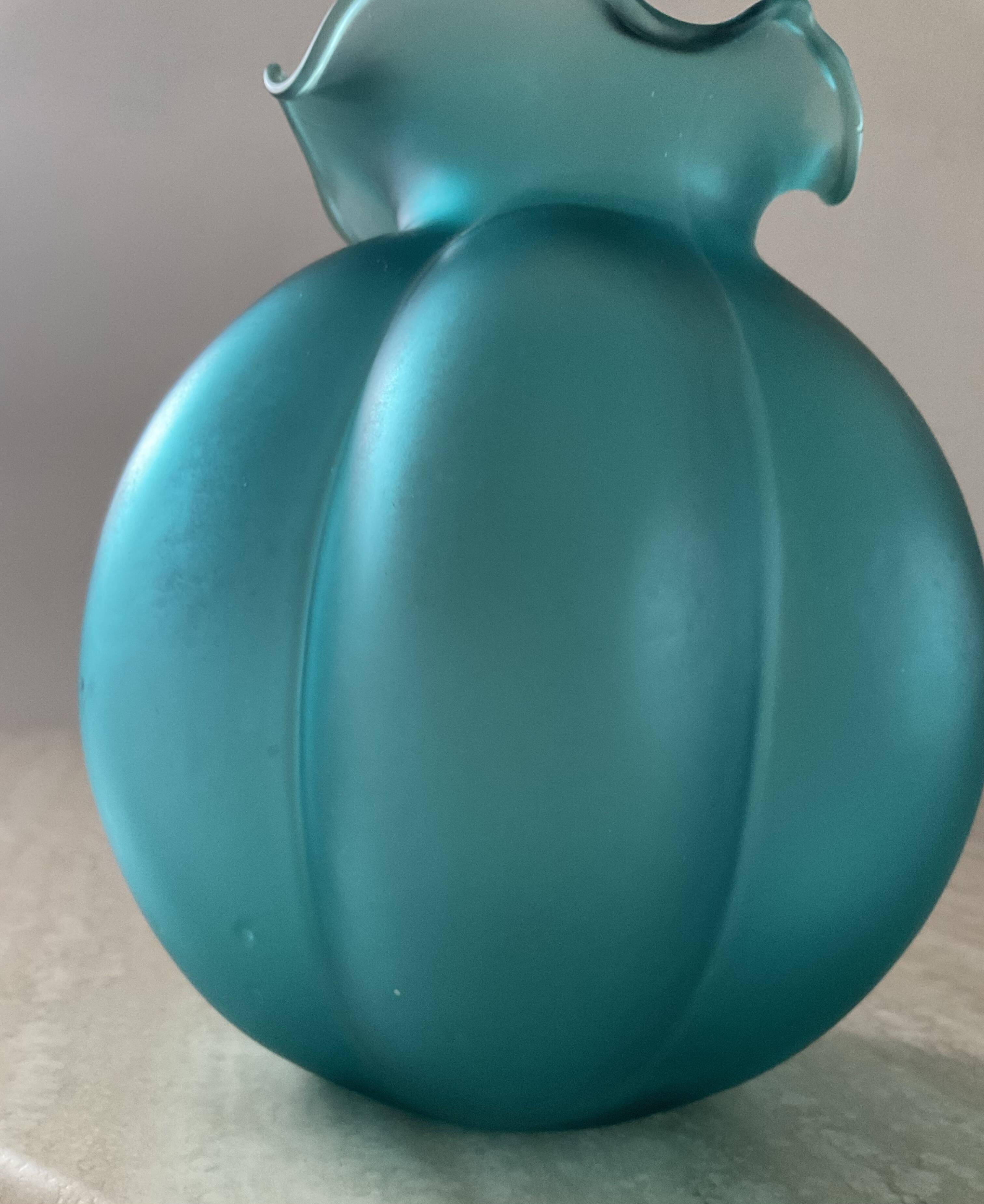 Pair of vintage vases in turquoise glass paste