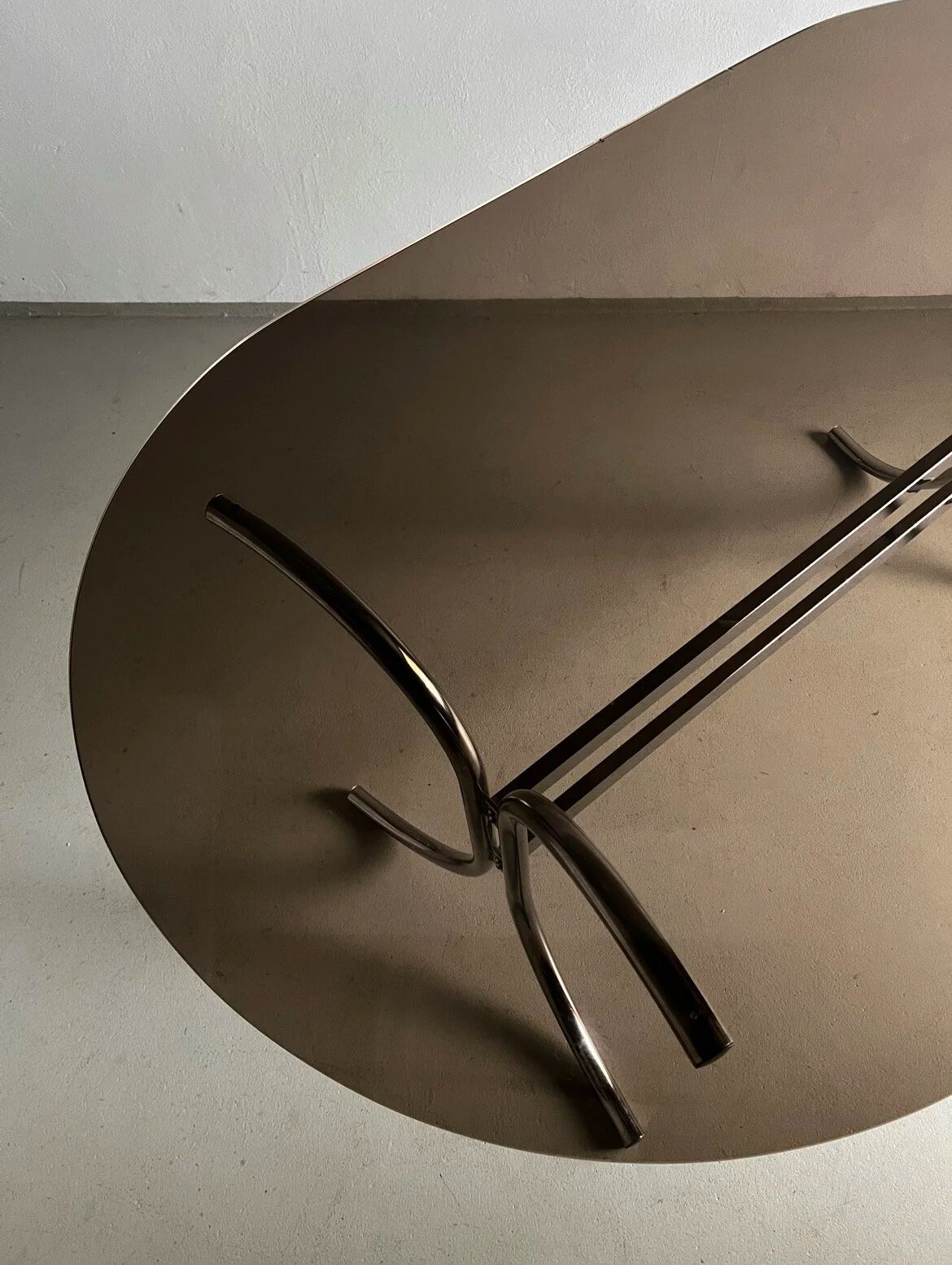 Chrome smoked glass dining table | Italy | 1970s