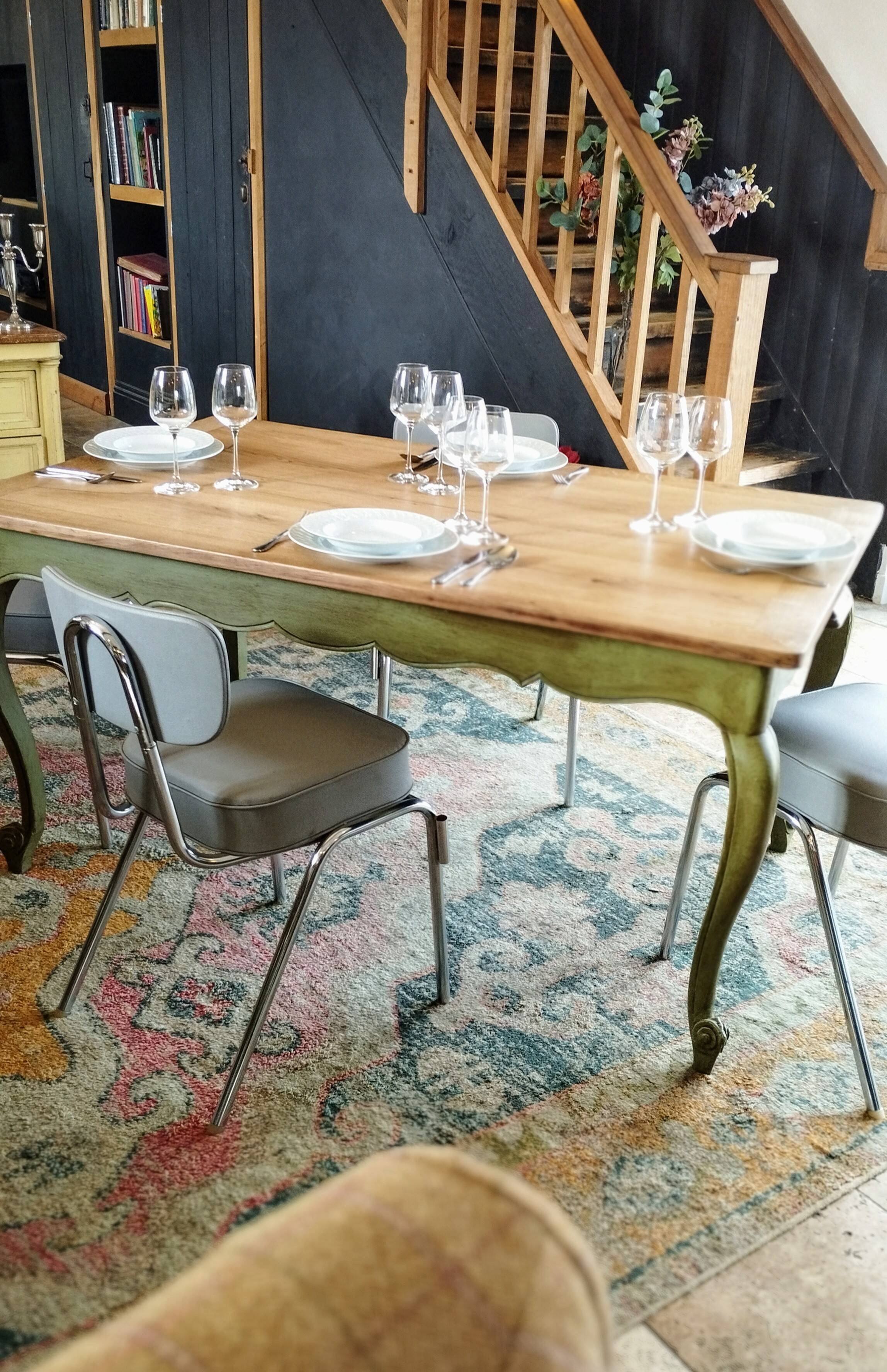 Olive green patinated table