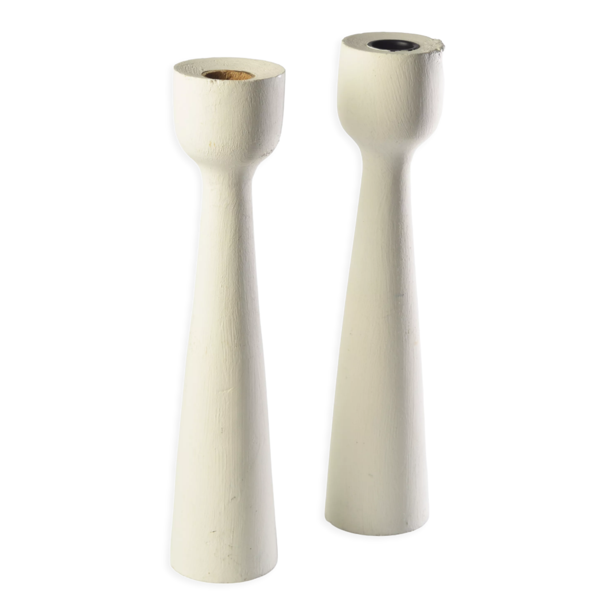 Pair of Scandinavian wood candle holders