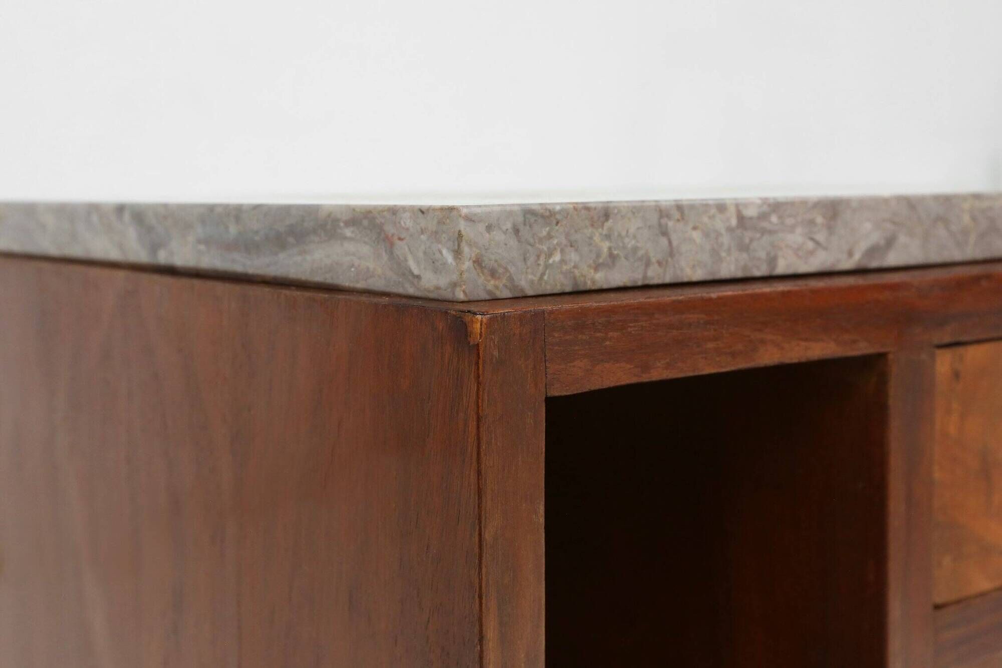 Art Deco cabinet in wood with a marble top, France, 1930s