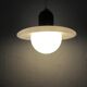Pair of onyx and walnut suspended light fixtures