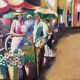 The flower market, oil on canvas signed Luga.