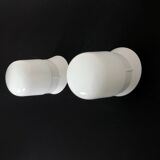 Pair of white oblique wall lights by Arno. 60s