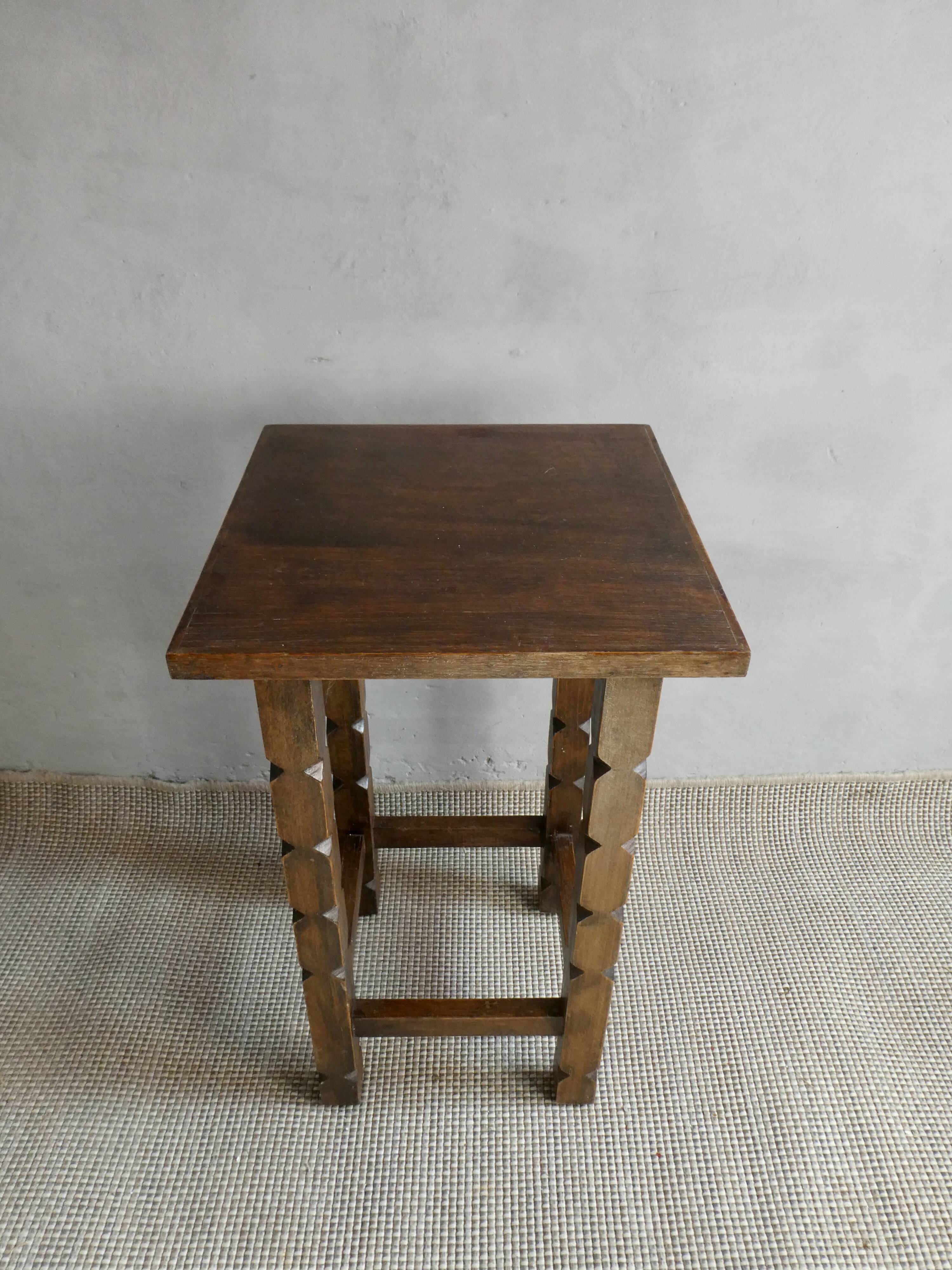 Wooden stool with carved legs, Folk Art