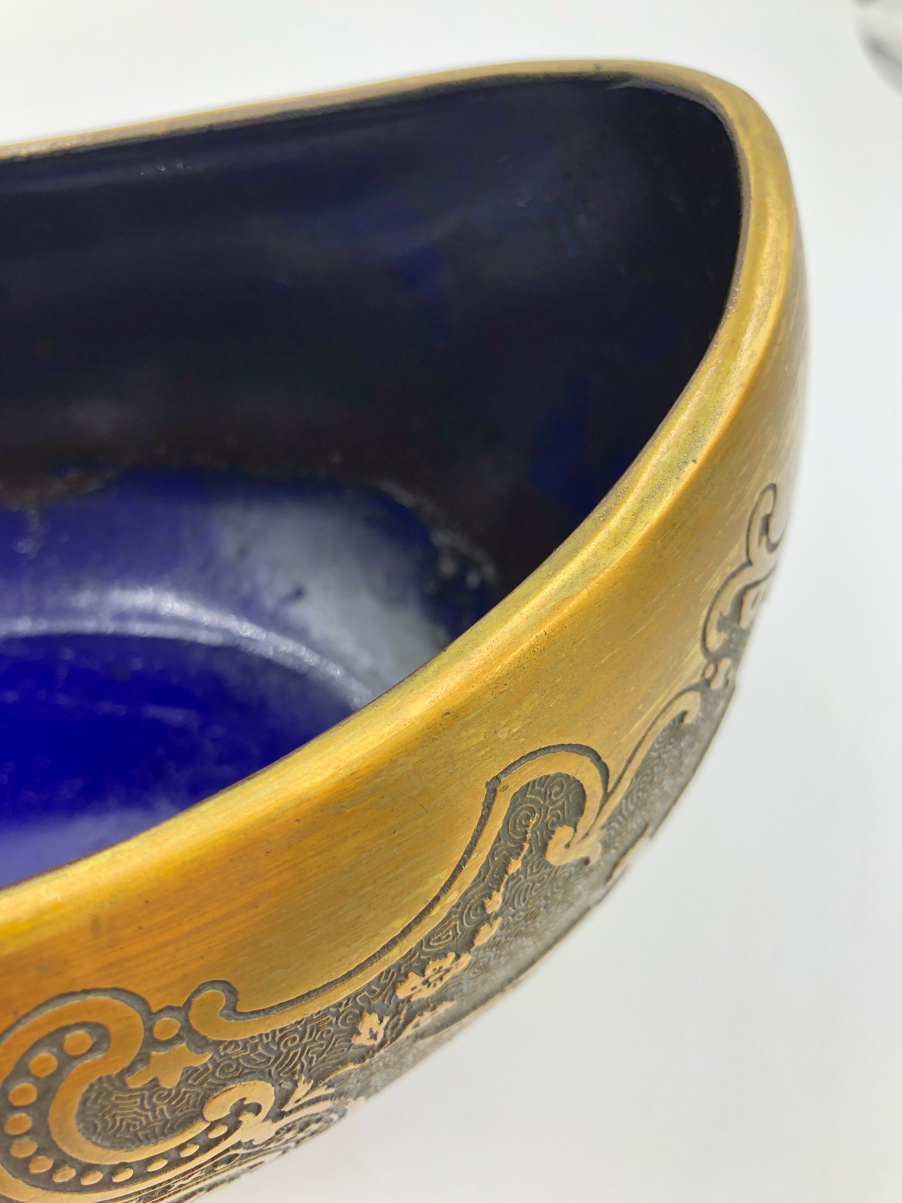 Crystal and copper shuttle cup Léon Ledru Val Saint Lambert