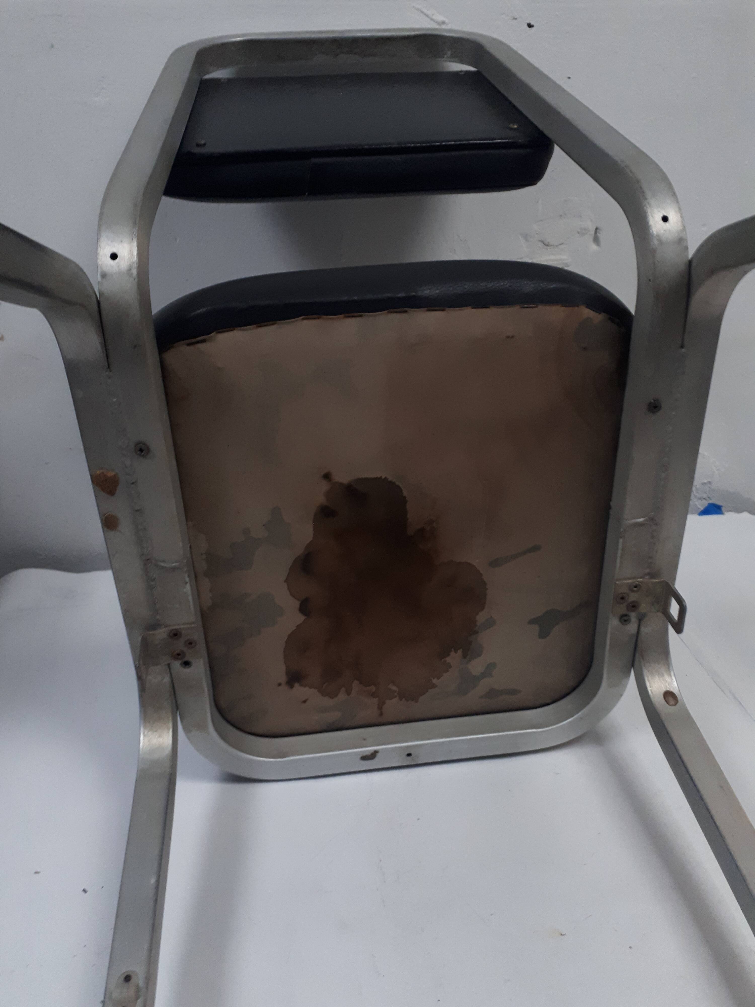 pair of vintage design chair 1960 aluminium skai black