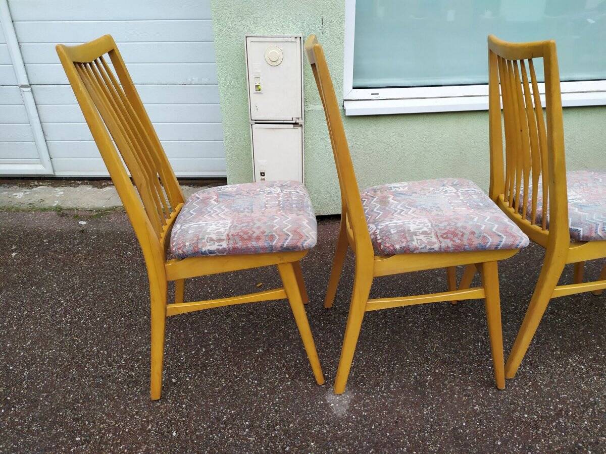 Lot de 8 chaises scandinave bois et tissu