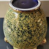 Crackle effect ball vase Signed FBA France In incorporated molecular enamels