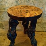Brutalist tripod stool made from vine stock